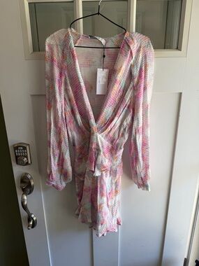 IRO Pastel Multicolor V-Neck Dress in Pink, Mint & Peach